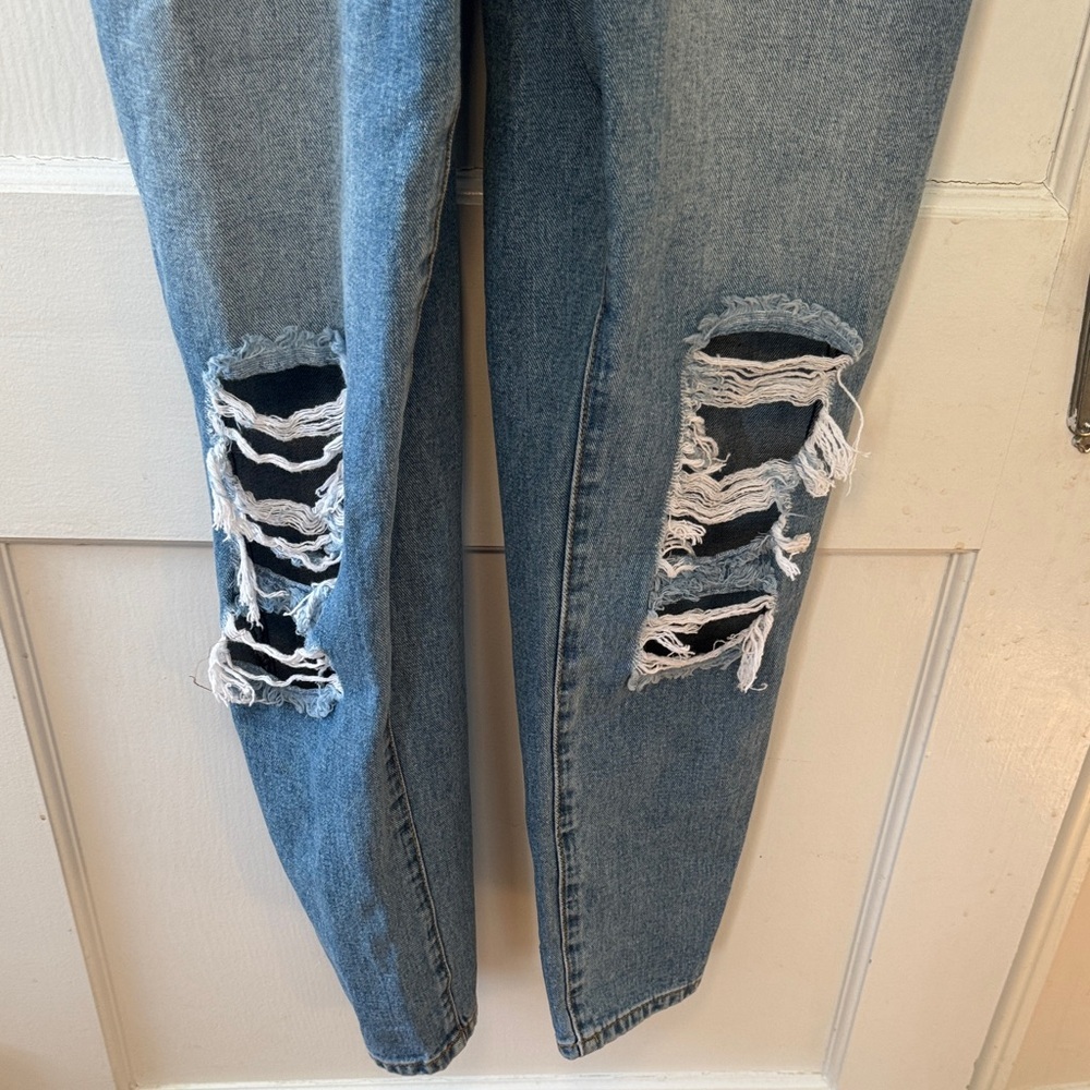 Twin Sisters Casual Blue Denim Distressed Overalls with Size L - Picture 5 of 16
